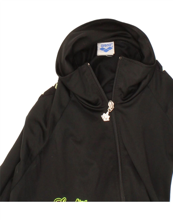 ARENA Mens Graphic Tracksuit Top Jacket XL Black Polyester Vintage Arena and Second-Hand Arena from Messina Hembry 