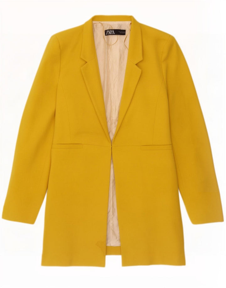 Giacca blazer lunga da donna Zara UK 18 XL poliestere giallo