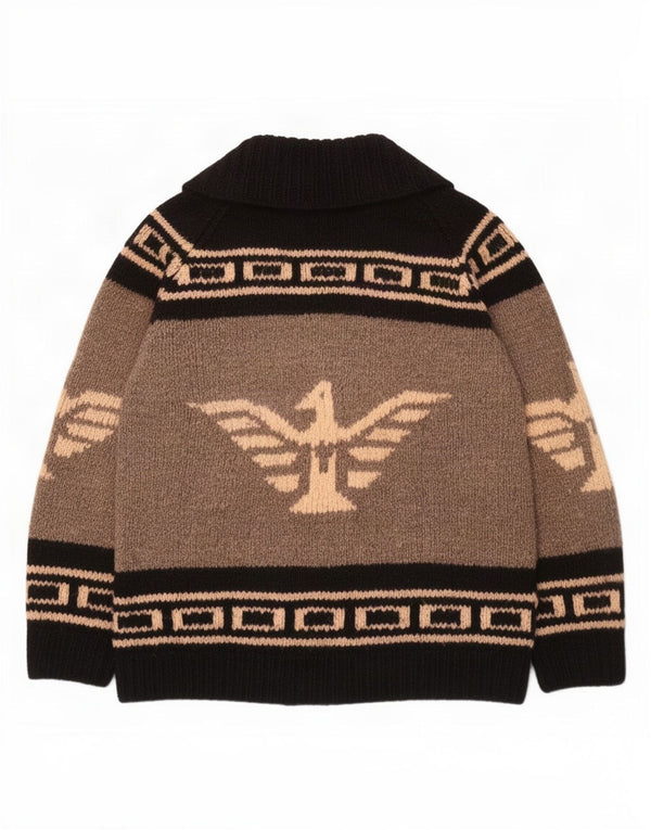 Maglione cardigan grafico da uomo grande grigio color block azteco