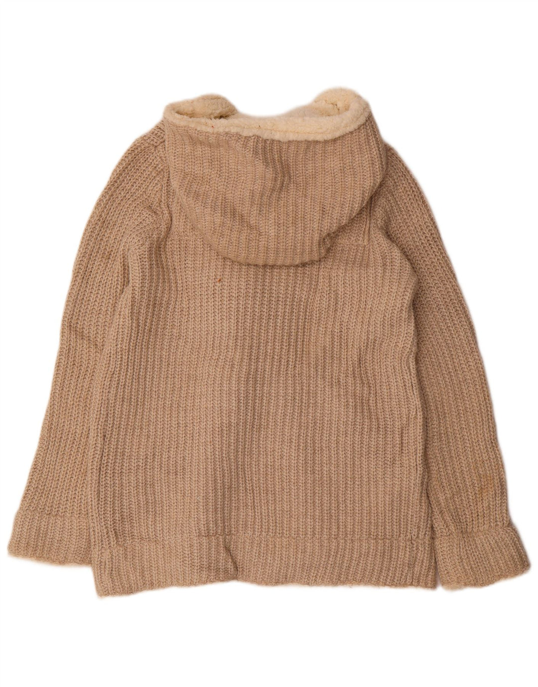 Maglione cardigan con cappuccio da donna Zara UK 16 grande poliestere beige