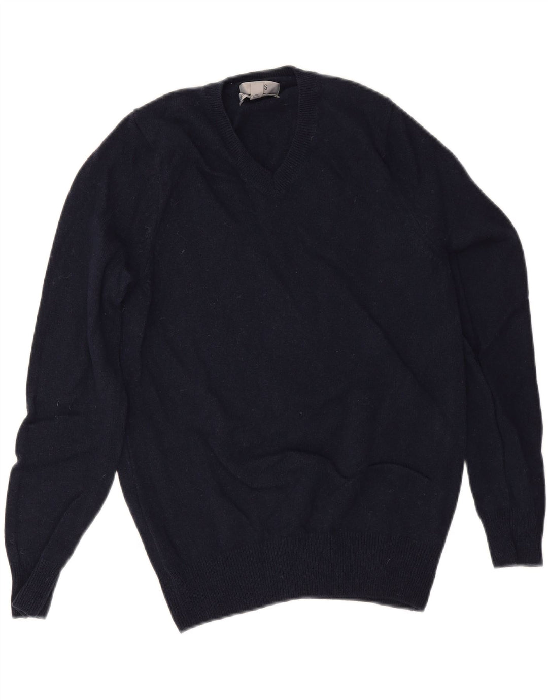 Maglione da uomo con scollo a V Marks & Spencer piccolo in lana blu navy