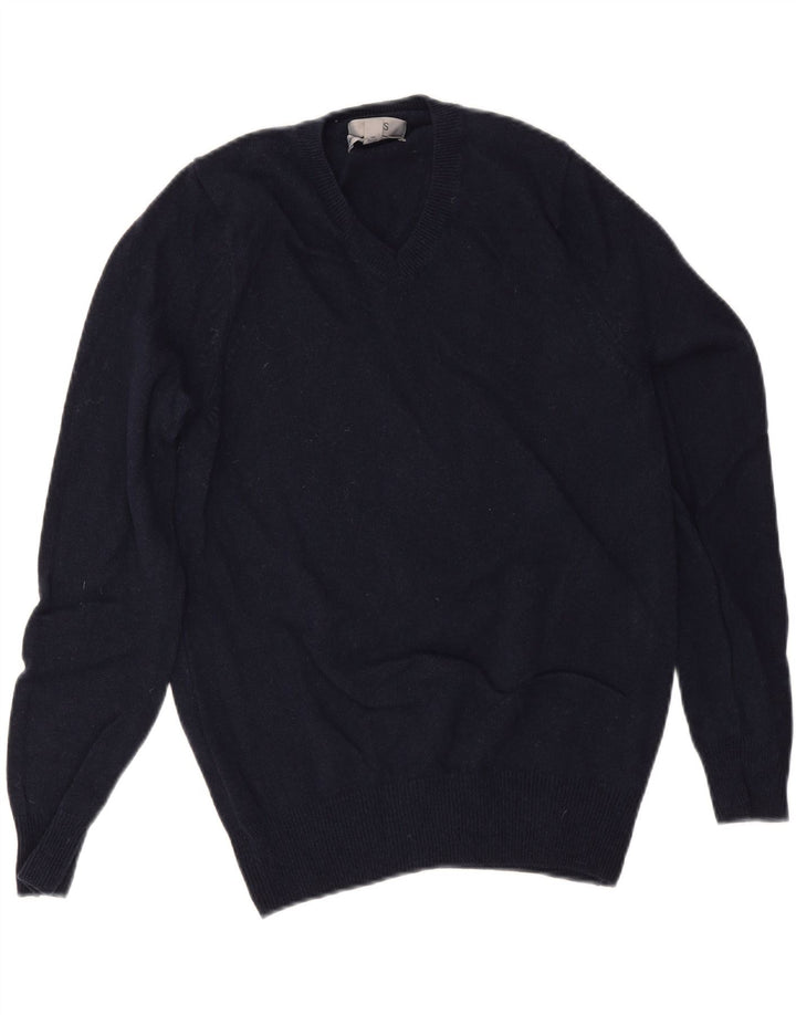 Maglione da uomo con scollo a V Marks & Spencer piccolo in lana blu navy