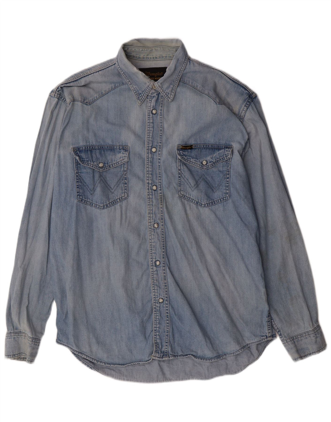 Camicia di jeans da uomo WRANGLER grande in cotone blu