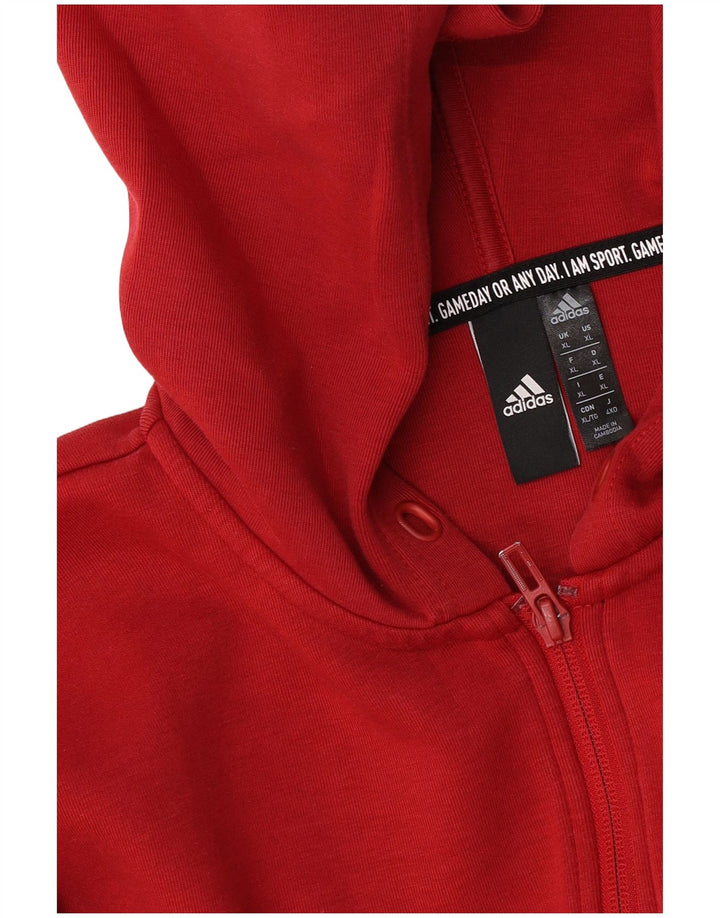 Felpa con cappuccio e zip Adidas da uomo XL rossa