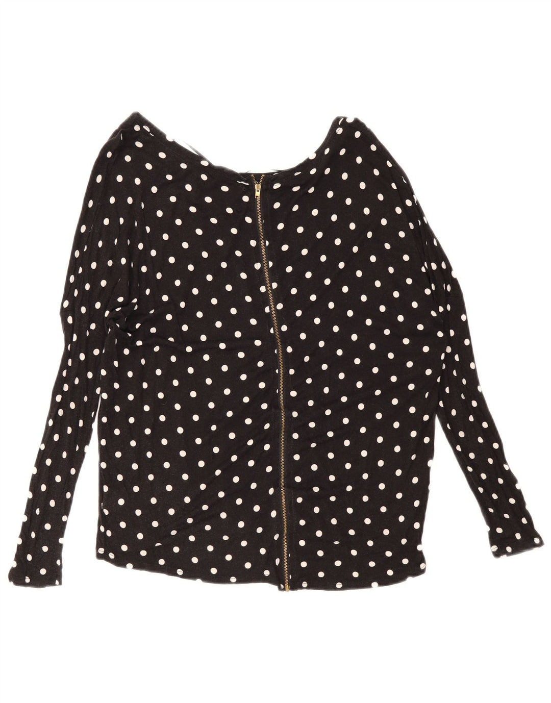 Top cardigan oversize da donna Zara UK 10 piccolo in viscosa nera a pois