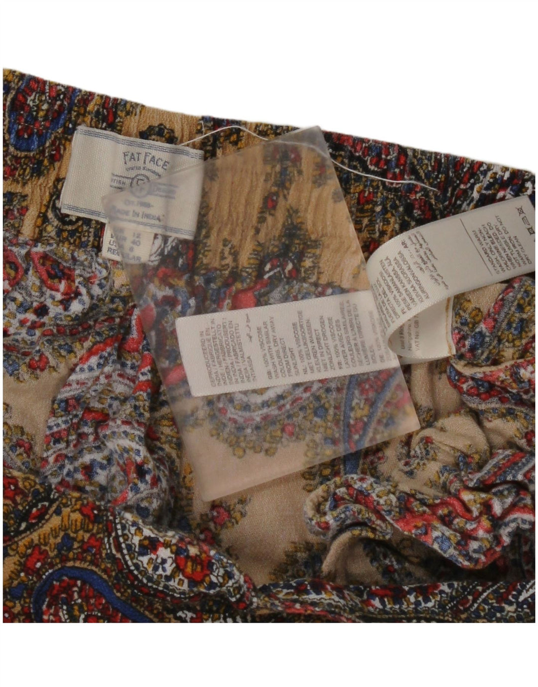 Pantaloni a vita alta da donna FAT FACE UK 12 Medium W30 L27 Multicolore