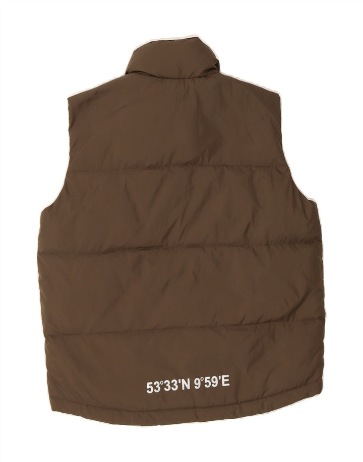 TOM TAILOR Mens Graphic Padded Gilet UK 36 Small Khaki Vintage Tom Tailor and Second-Hand Tom Tailor from Messina Hembry 