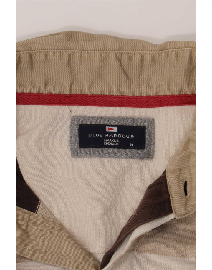 Maglione da uomo Marks & Spencer blu Harbour con collo a polo marrone medio