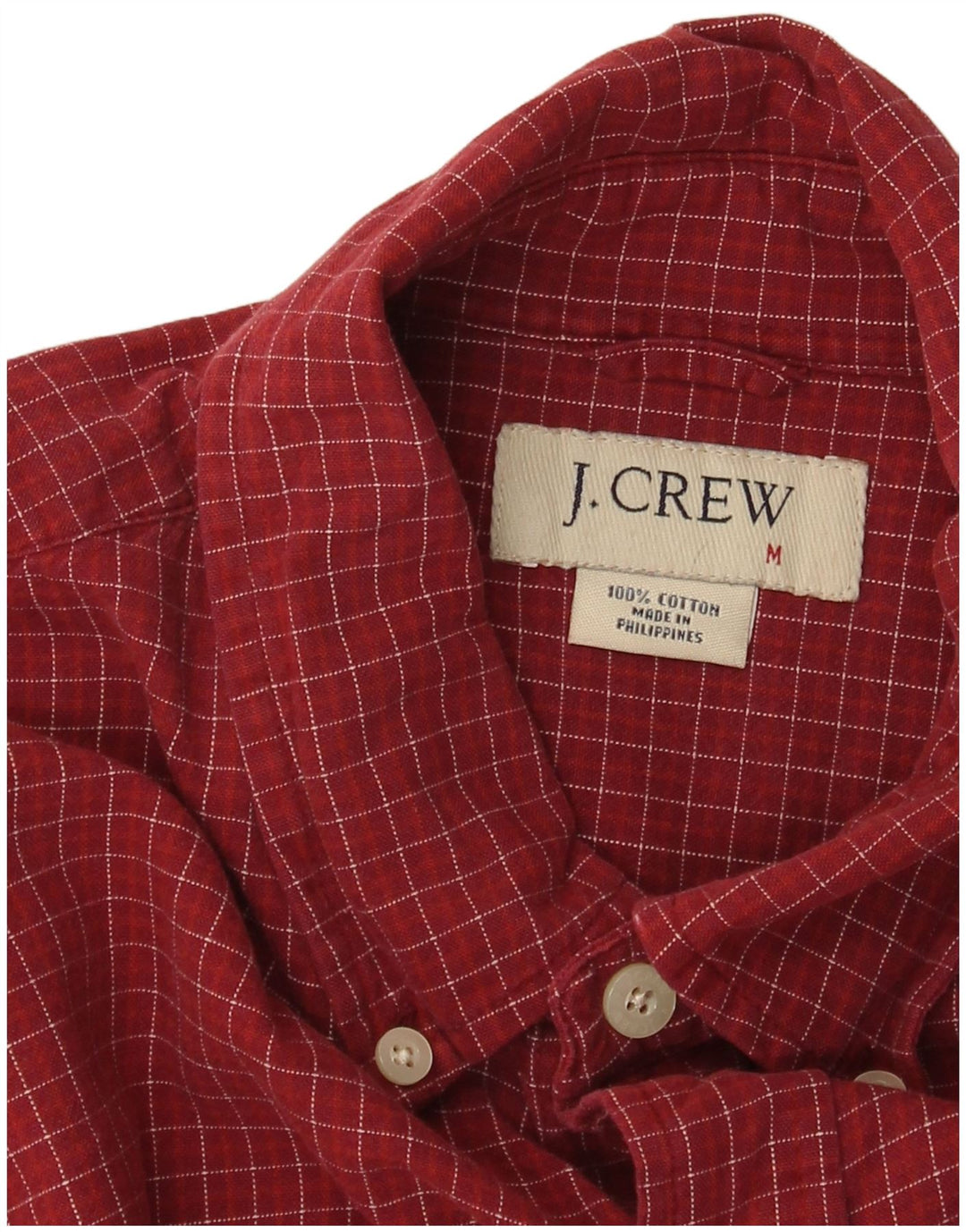 J. CREW Camicia da uomo in flanella di cotone a quadri bordeaux medio