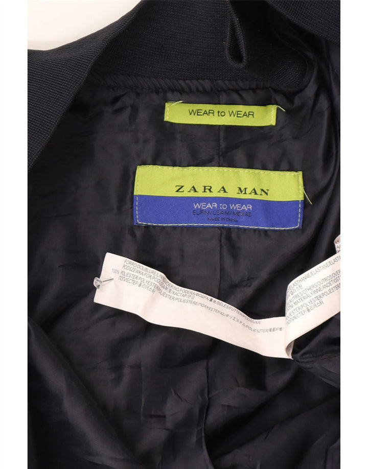 Giubbotto bomber da uomo Zara UK 38 poliestere blu navy medio