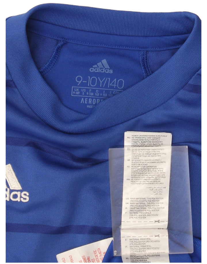 Maglietta Adidas Aeroready da ragazzo, 9-10 anni, in poliestere a righe blu
