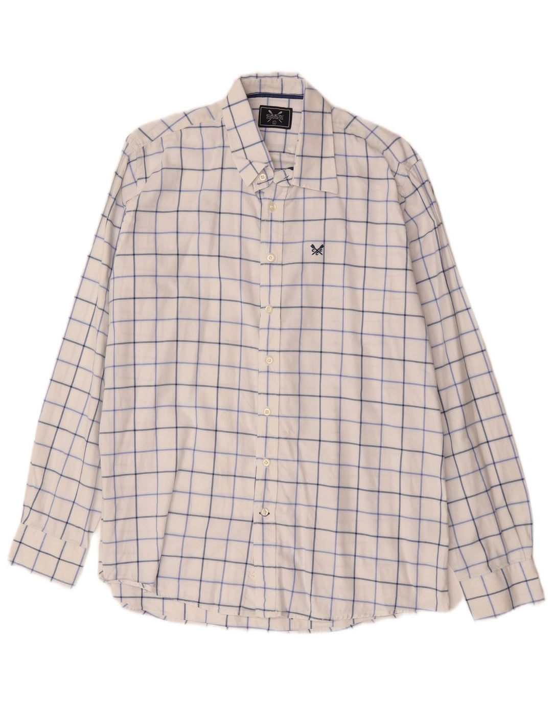 Crew Clothing Camicia da uomo in cotone a quadri bianchi grandi