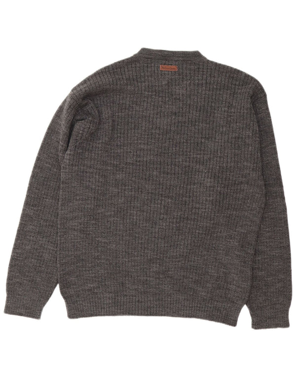 Marlboro Classics Maglione da uomo con scollo a V grande lana grigia