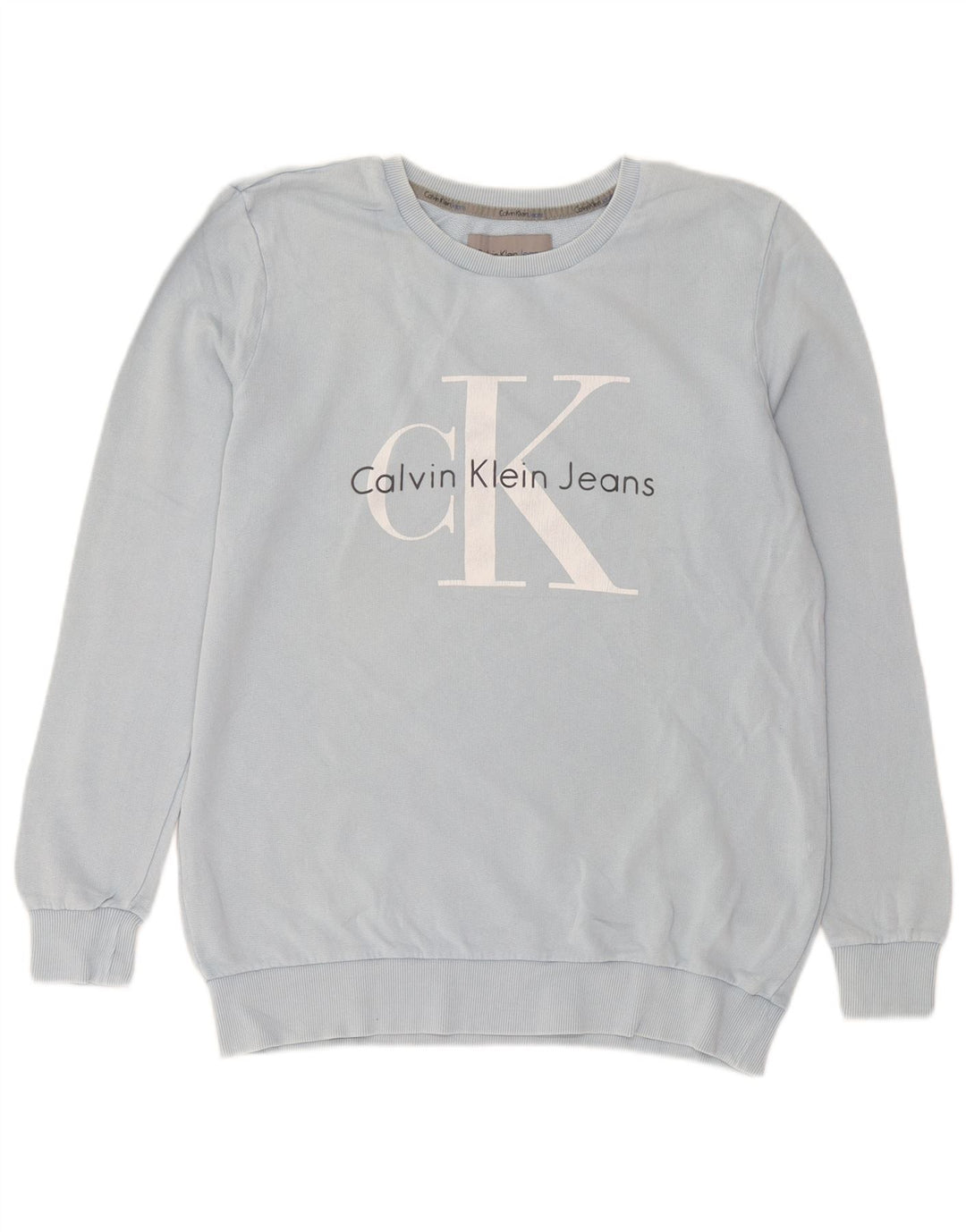 Calvin Klein Jeans Felpa grafica da uomo Maglione piccolo cotone blu