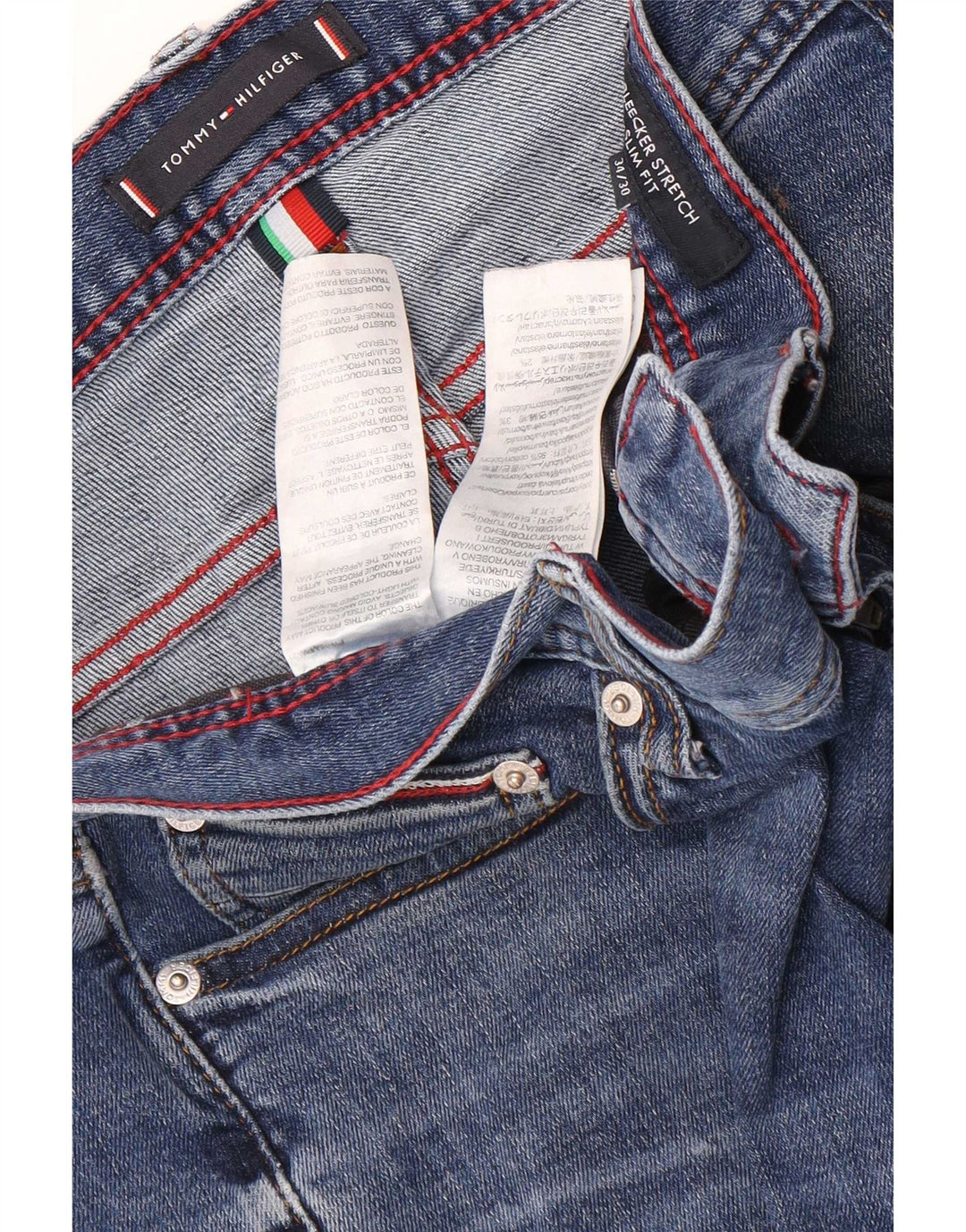 Tommy Hilfiger Uomo Bleecker Stretch Jeans Slim W34 L30 Cotone Blu
