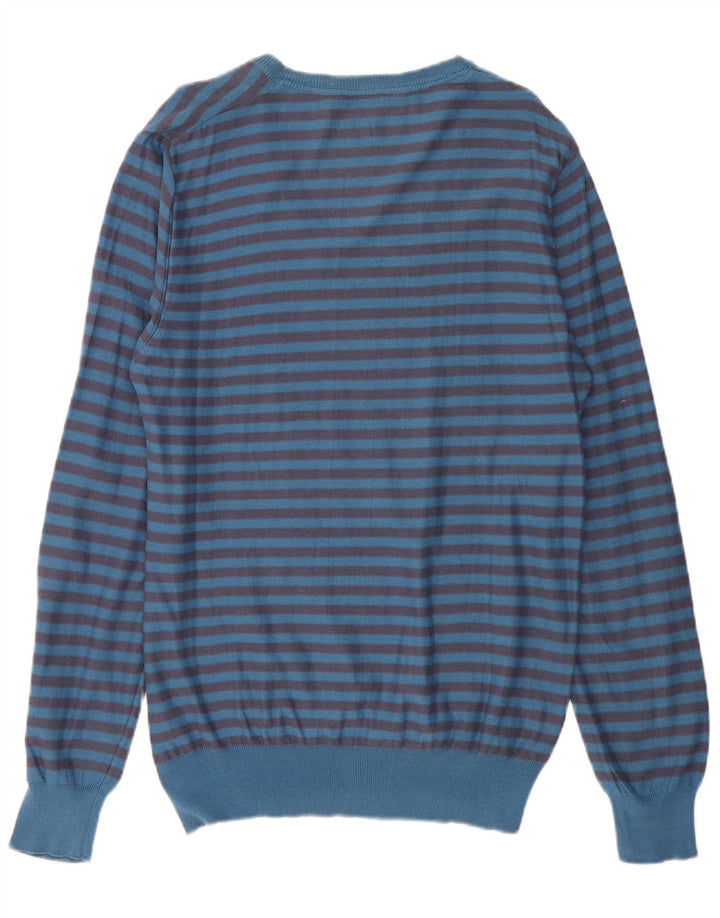 LEVI'S Maglione da uomo con scollo a V XL in cotone a righe blu