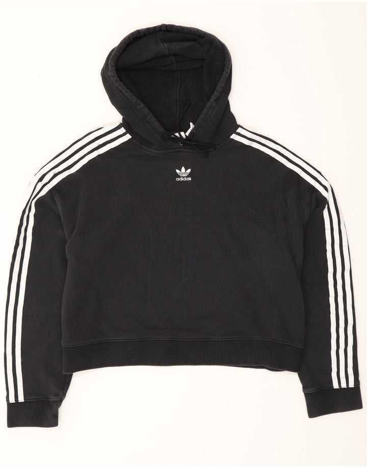 Maglione con cappuccio oversize corto da donna Adidas UK 12 medio nero