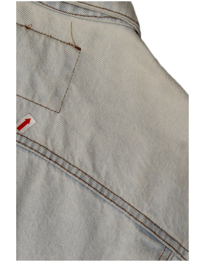 RIFLE Giacca in denim oversize corta da donna UK 10 piccola in cotone blu