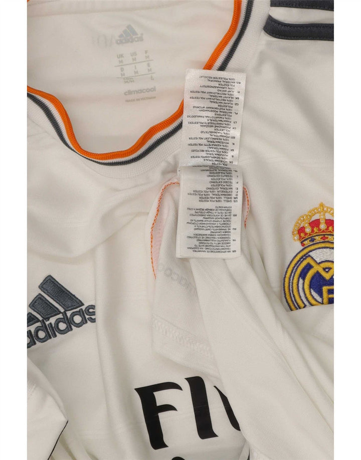 T-shirt grafica Adidas da uomo Real Madrid Top in poliestere bianco medio