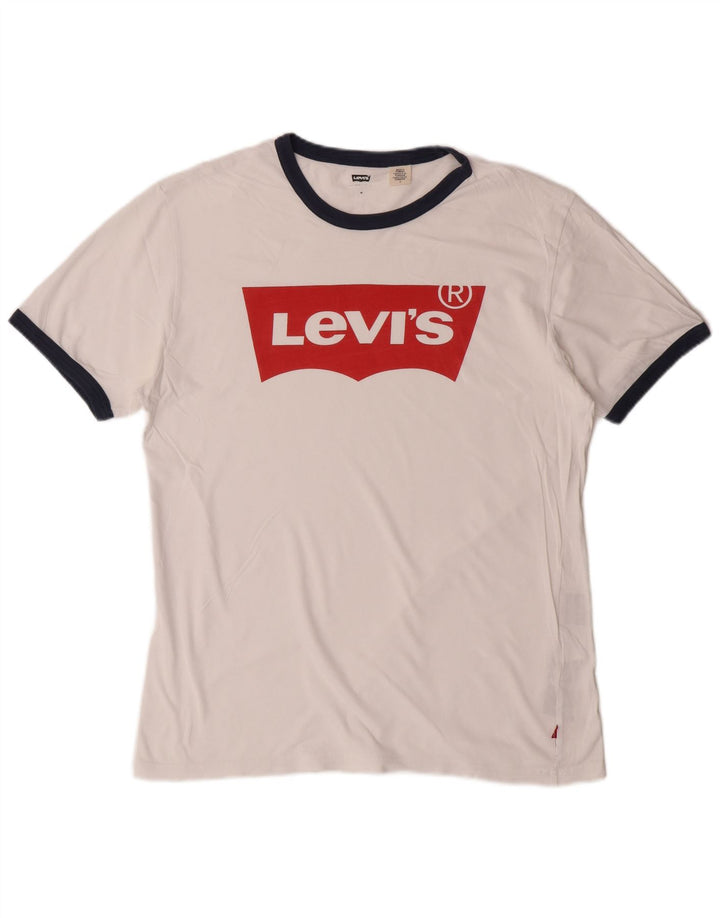 T-shirt grafica da uomo LEVI'S Top in cotone bianco medio classico
