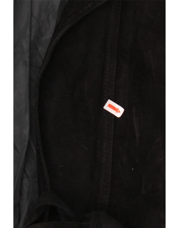Giacca in pelle scamosciata da donna VINTAGE UK 14 grande nera