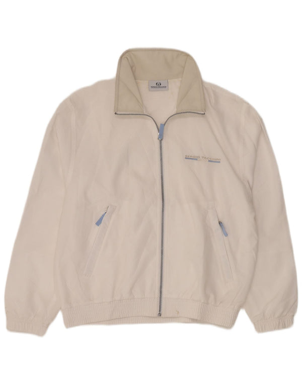 SERGIO TACCHINI Giacca da tuta grafica da uomo piccola in poliestere bianco