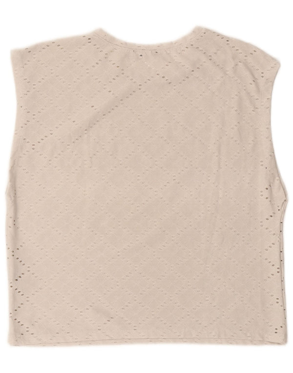 Camicetta oversize senza maniche da donna Zara UK 10 Small Poliestere bianco sporco