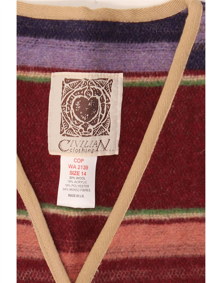 CIVILIAN Maglione cardigan oversize da donna UK 14 grande multicolore