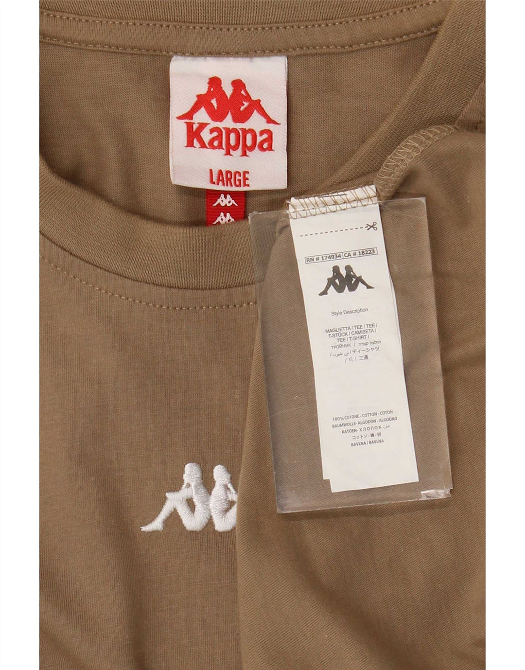 T-shirt uomo Kappa Top Large in cotone marrone