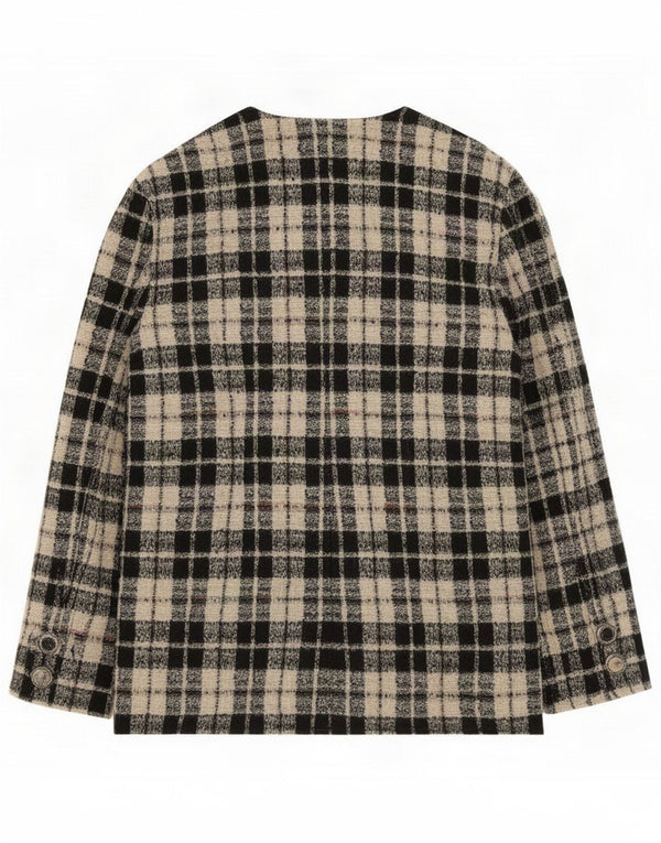 Vintage Womens 6 Button Blazer Jacket UK 10 Small Black Plaid