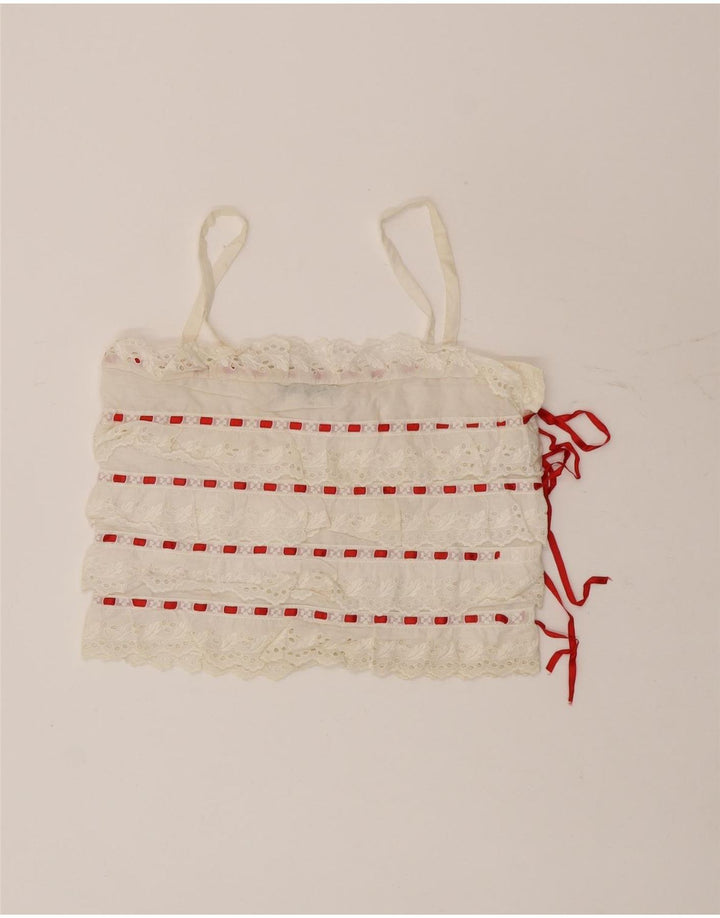 Lorena'O Canottiera corta da donna IT 40 piccola in cotone a righe bianche
