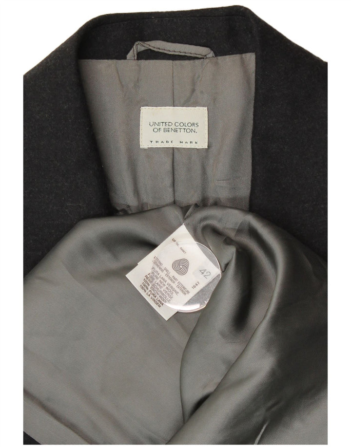 Giacca blazer a 2 bottoni da donna BENETTON IT 42 media nera in lana vergine