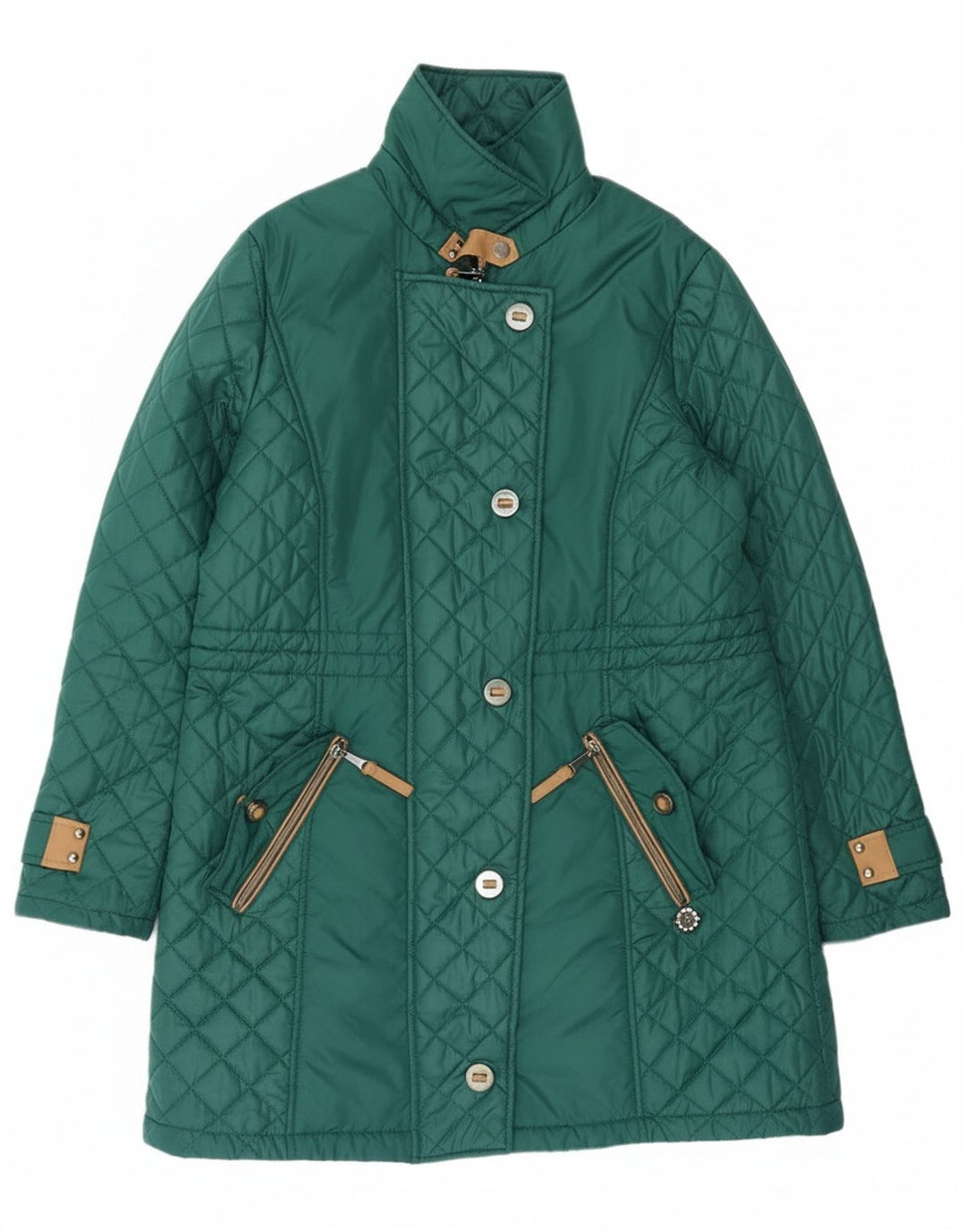 Paco Boutique Giacca a vento trapuntata da donna UK 16 Large Verde Poliestere