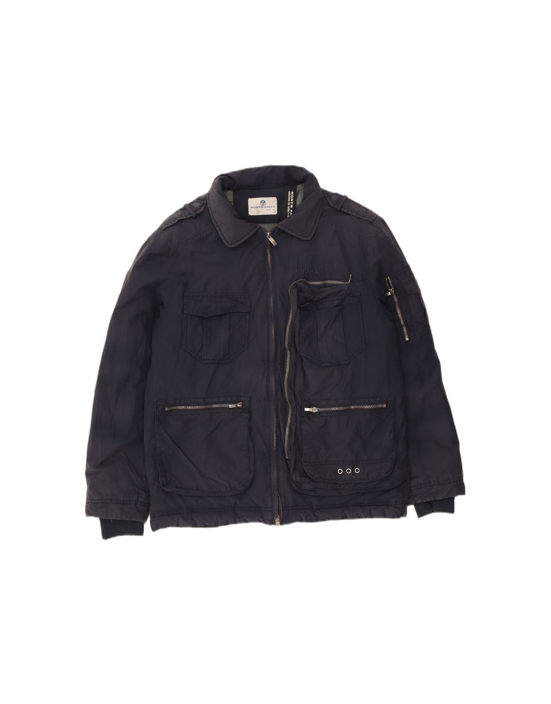 NORTH SAILS Mens Military Padded Jacket UK 40 Large Navy Blue Cotton