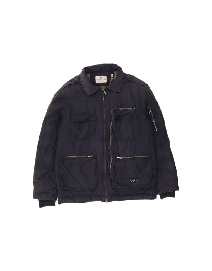 NORTH SAILS Mens Military Padded Jacket UK 40 Large Navy Blue Cotton