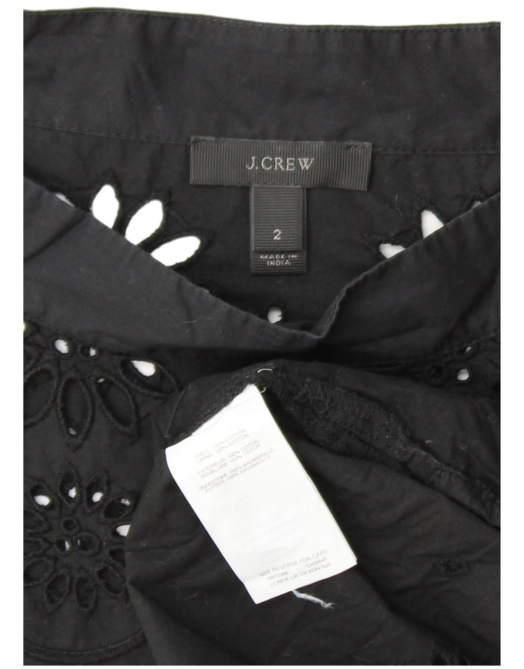 J. CREW Camicetta a maniche lunghe da donna Top US 2 XS Cotone floreale nero