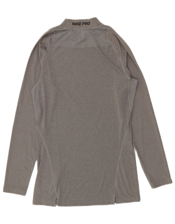 Nike - Top grafico da uomo a maniche lunghe, grande, in poliestere grigio