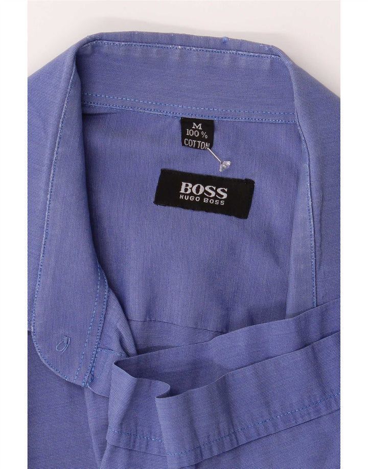 Camicia da uomo a maniche corte con vestibilità regolare Hugo Boss in cotone blu medio