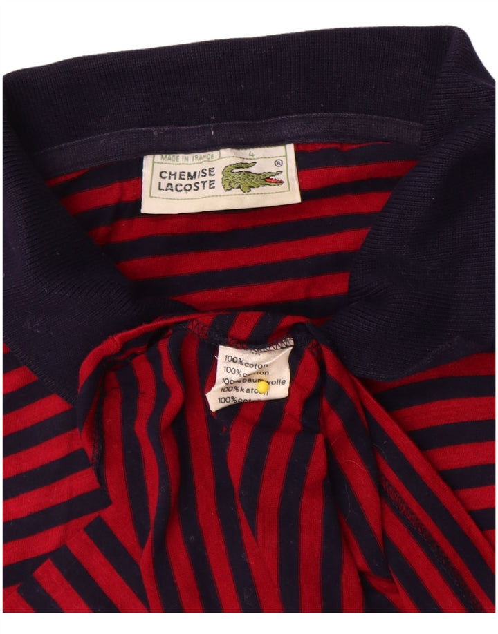 Polo da uomo Lacoste taglia 4 cotone a righe rosse medie