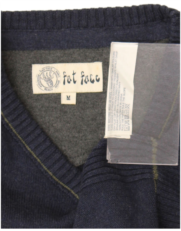 Maglione da uomo con scollo a V Fat Face, cotone medio blu navy