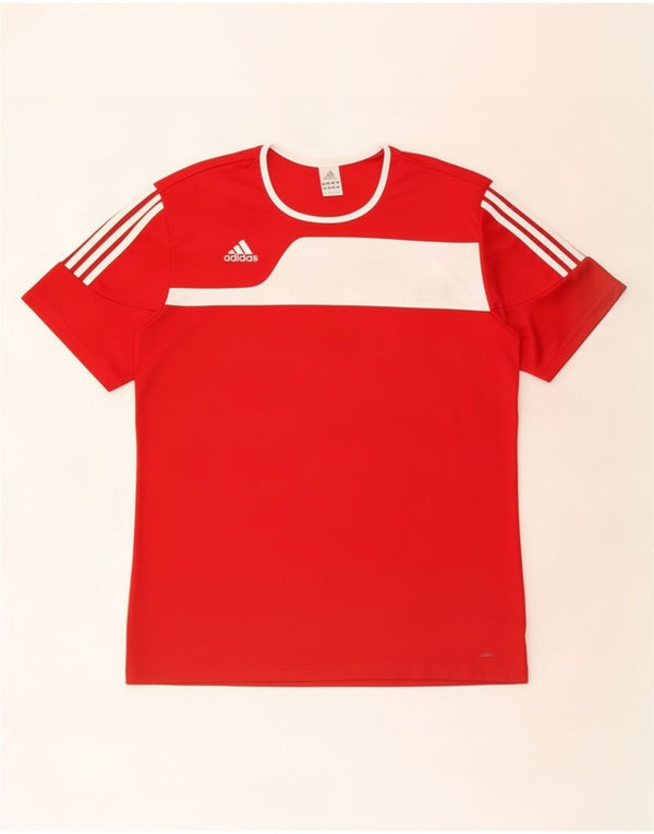 T-shirt Adidas Climalite da uomo XL rossa in poliestere color block
