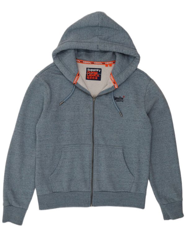 Maglione con cappuccio e zip da uomo SUPERDRY XL in cotone blu