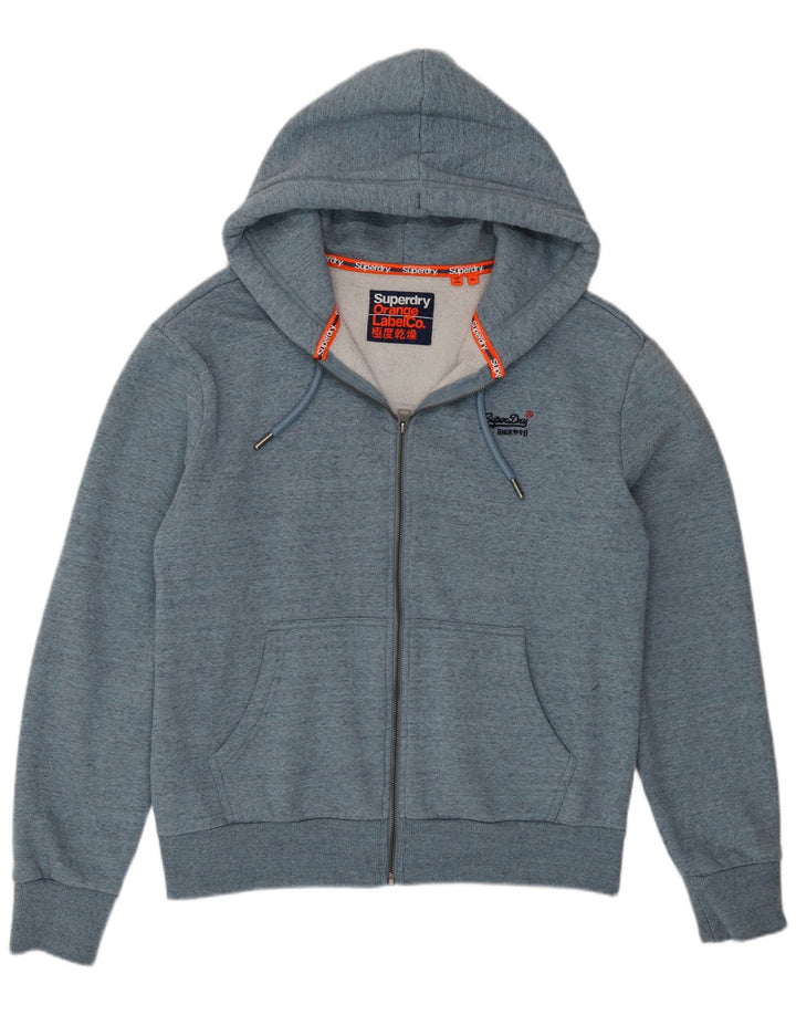 Maglione con cappuccio e zip da uomo SUPERDRY XL in cotone blu