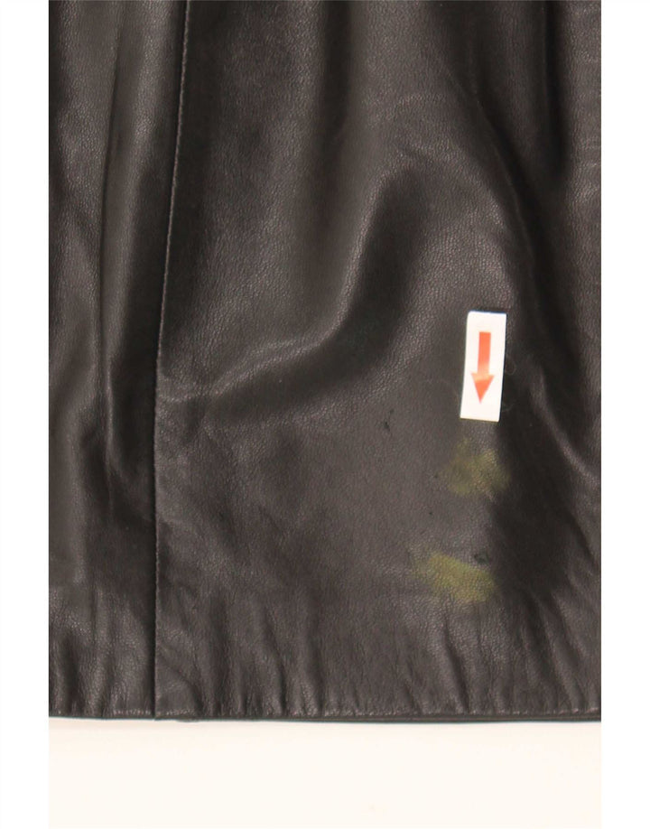 Mini gonna in pelle vintage da donna W24 XS nera