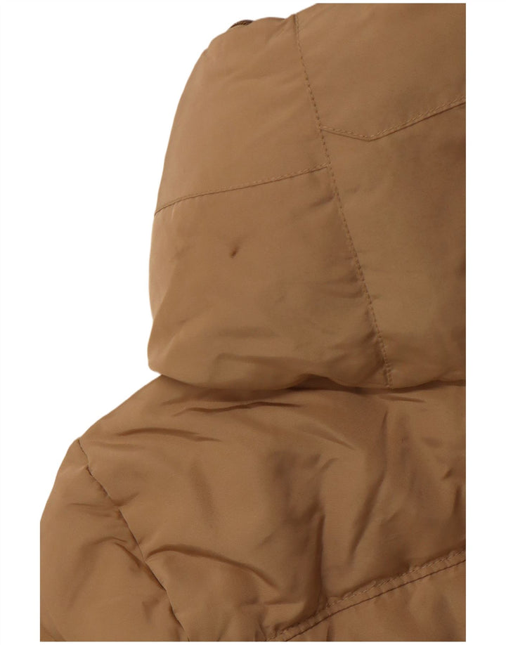 Cappotto imbottito con cappuccio da donna Zara UK 12 Poliestere beige medio