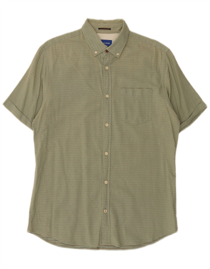 Camicia a maniche corte da uomo Jack & Jones verde medio maculato