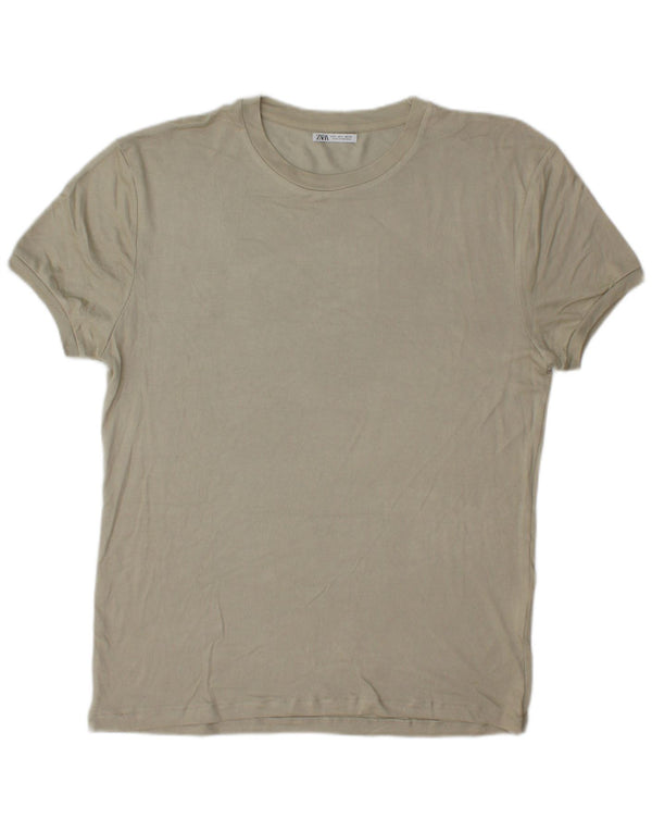 T-shirt Zara da uomo Top Large in viscosa grigia