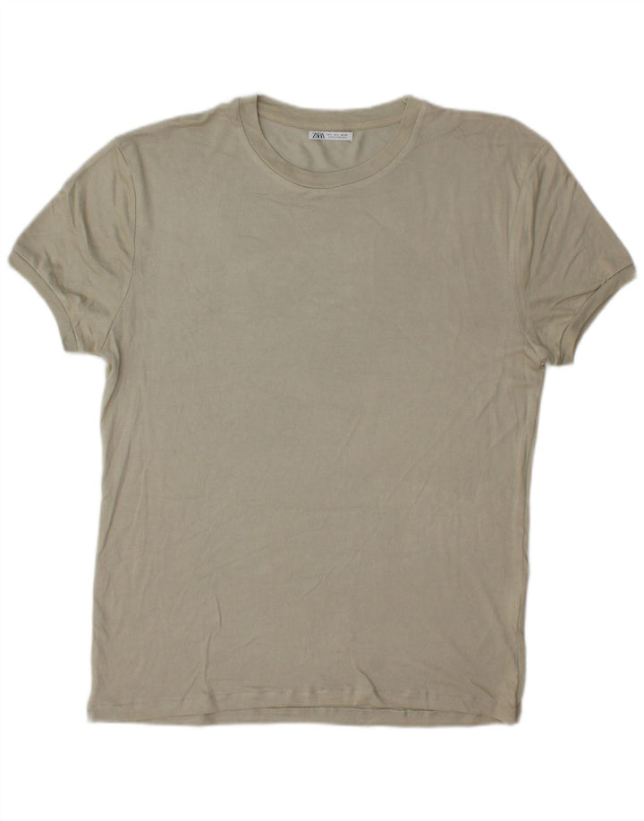 T-shirt Zara da uomo Top Large in viscosa grigia