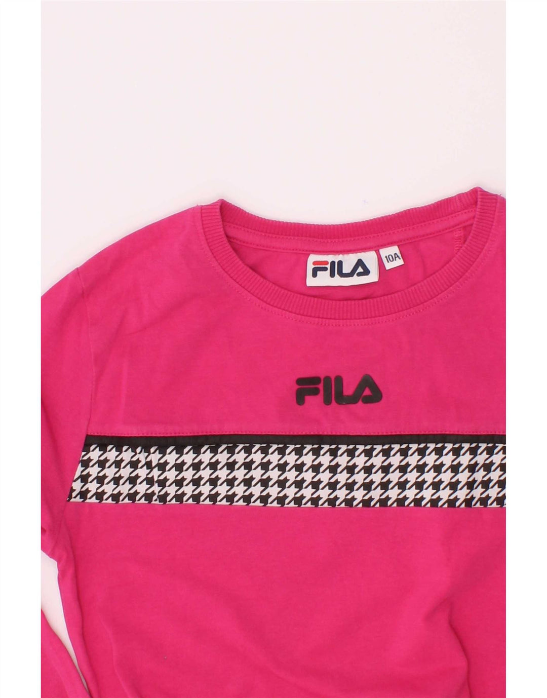 Top Fila Bambina Manica Lunga 9-10 Anni Rosa Pied De Poule