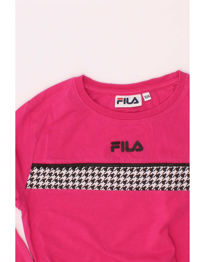 Top Fila Bambina Manica Lunga 9-10 Anni Rosa Pied De Poule